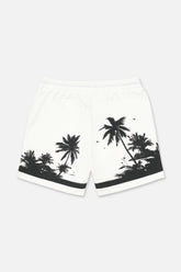 RTA Clyde White Palm Trees Shorts at Gravity NYC